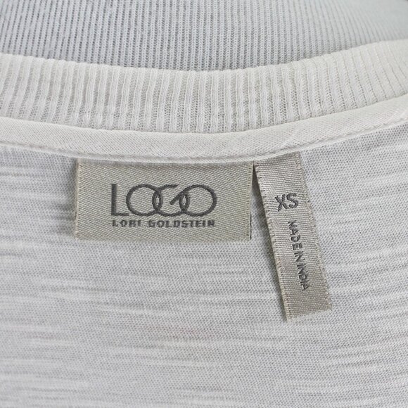 LOGO Lori Goldstein Knit Top Womens Size XS Ivory 3/4 Sleeve Lightweight Tunic - Picture 7 of 7